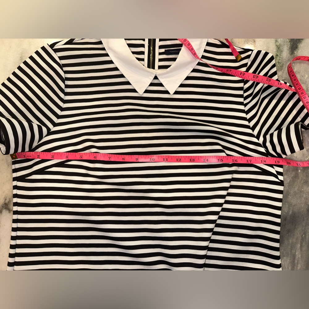 EUC Tommy Hilfiger Size Large Striped Black and White Collar Dress - Picture 11 of 11